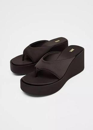 Шлепанцы женские коричневые атласные zara new