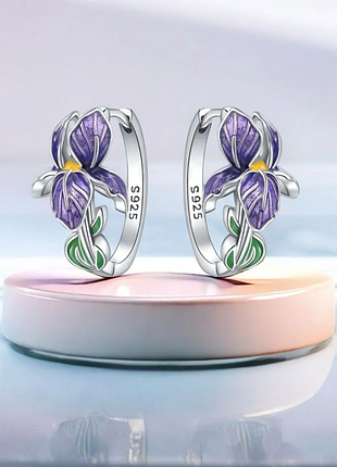 Серебряные серьги ирисы. весеннее настроение и очарование.