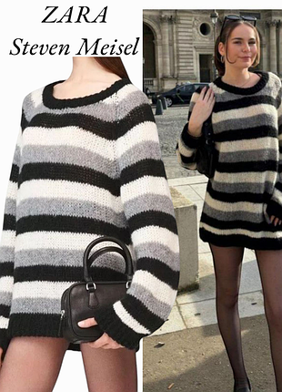 Zara удлиненный пуловер оверсайз платья свитер
