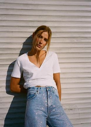 Белая женская футболка zara