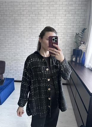 Твидовая черная рубашка
