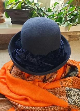 Очаровательная дамская темно-синяя шерстяная шляпа l.k. bennett london3 фото