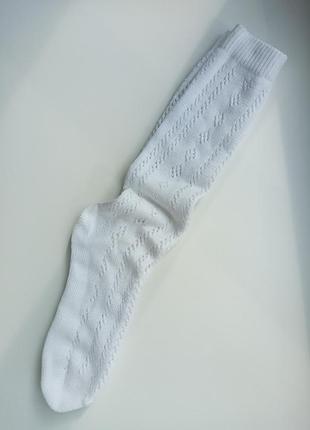 Гольфи білі ажурні 35-38 р. шкарпетки бавовняні для дівчинки носки хлопковые белые женские высокие