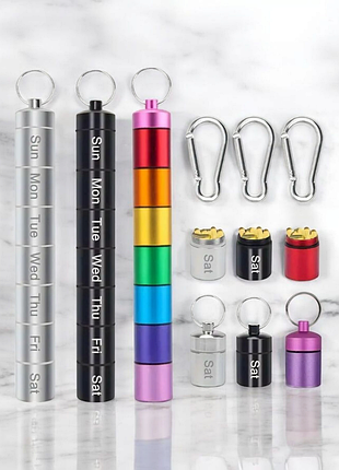 Емкость для таблеток. таблетка металлическая на карабине.