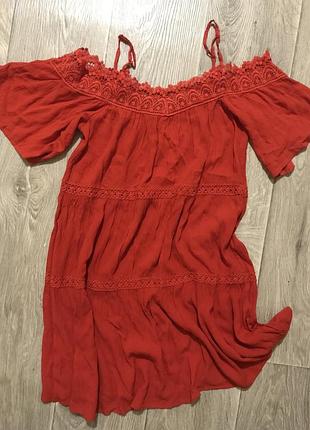 Бохо сукня сарафан літня віскоза pep&co червона сукня сарафан міді сукня