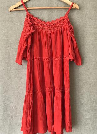 Бохо сукня сарафан літня віскоза pep&co червона сукня сарафан міді сукня