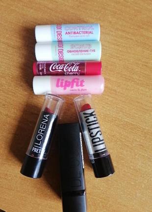 Лот🔥🔥шт. помади larena pretty, ruby rose lipstick, smart girl be color, гігієнічні lip smacker coca-cola, lipfit, belor design