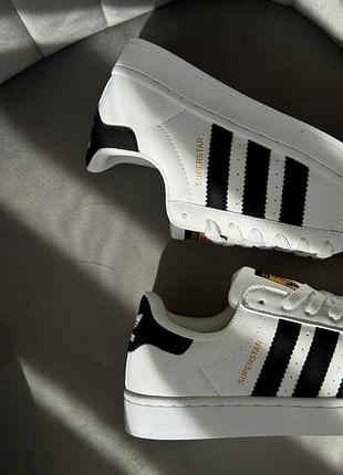 Жіночі кросівки преміум якості adidas superstar black/white and full white3 фото