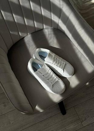 Жіночі кросівки преміум якості adidas superstar black/white and full white9 фото