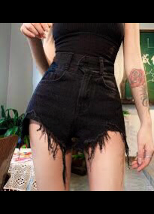 Джинсові чорні шорти стрейч