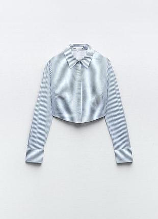 Женская укороченная рубашка в полоску zara