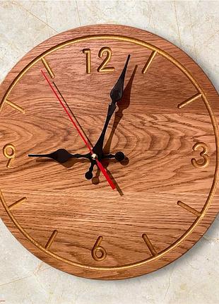 Деревʼяний настінний годинник 30 см