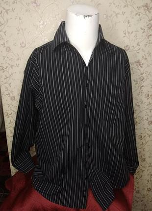 Чёрная сорочка в полоску l -xl