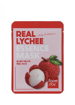Тканинна маска для обличчя з личі farmstay real lychee essence mask  30 мл