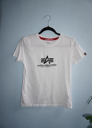 Белоснежная хлопковая футболка alpha industries