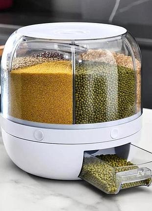 Поворотный диспенсер для круп органайзер-дозатор сыпучих продуктов2 фото