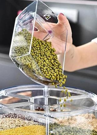 Поворотный диспенсер для круп органайзер-дозатор сыпучих продуктов4 фото