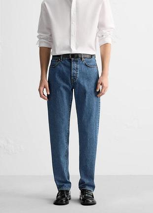 Джинси прямі сині slim straight fit 40 zara 5155/301