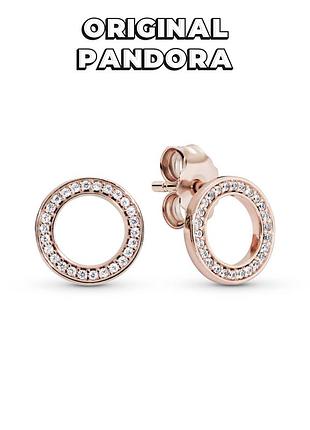 Пандора оригинал из сша 280585cz блестящий круг серьги  круг круглые с камнями розовое золото серебро ale met новый с биркой original pandora