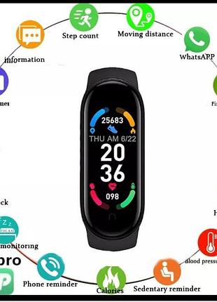 Смарт часы смарт годинник фітнес браслет  smart band m6 умные часы