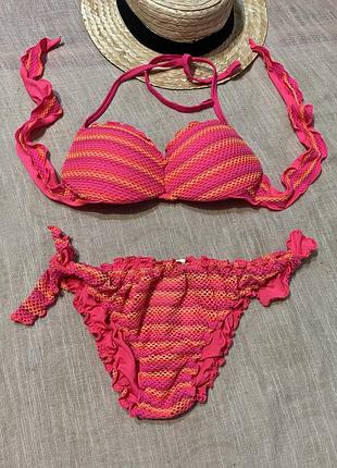 Calzedonia крутой раздельный купальник на завязке качественного бренда