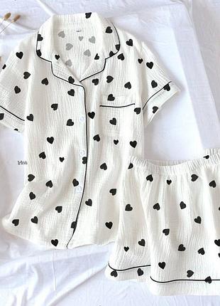 Пижама в сердечки муслин