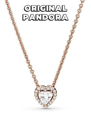 Пандора оригинал искренние чувства колье ожерелье подвеска сердце розовое золото original pandora