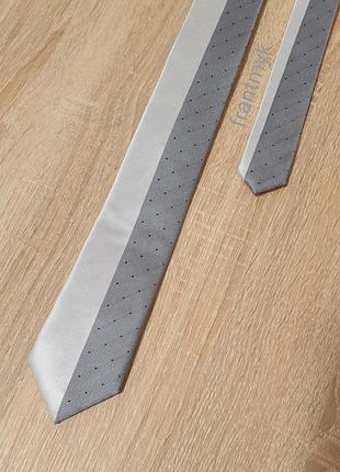 Краватка slim - сіро біла - шовкова - fкsl
