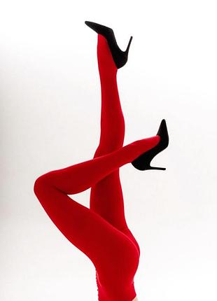 Трендові червоні колготи яскраві колготки панчохи капронки