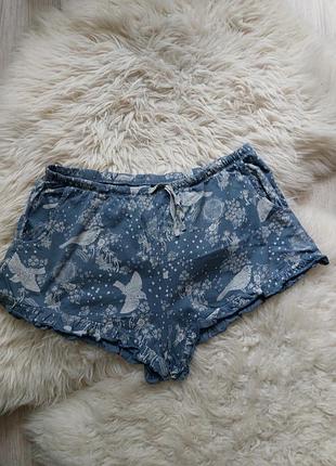 🌺🐦🌸 Красивые пижамные шортики xl птички птицы принт