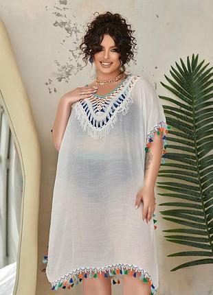 Пляжна туніка накидка парео великий розмір plus size2 фото