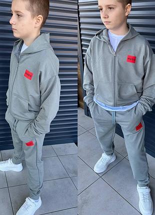 Детский спортивный костюм с кофтой на молнии с капюшоном с брюками с карманами с манжетами6 фото