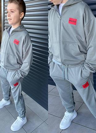 Детский спортивный костюм с кофтой на молнии с капюшоном с брюками с карманами с манжетами2 фото