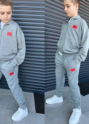 Детский спортивный костюм с кофтой на молнии с капюшоном с брюками с карманами с манжетами9 фото
