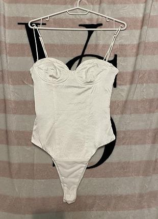 Белое сатиновое боди zara / нарядное боди