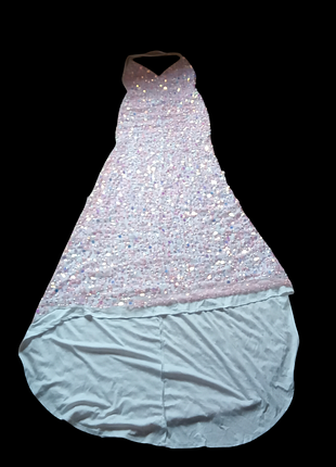Длинное вечернее платье паетки шлейф lace &beads