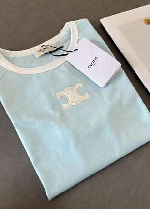 Футболка celine блуза блузка блакитна s m l