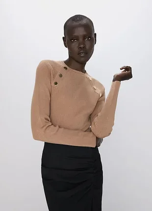 Модный джемпер бежевого цвета zara made in bangladesh, 💯 оригинал