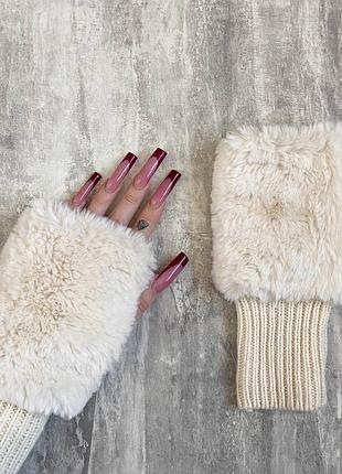 Митенки перчатки с мехом y2k dollskill
