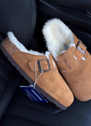 Сабо клоги теплые с мехом birkenstock биркенксток биркинток тапки