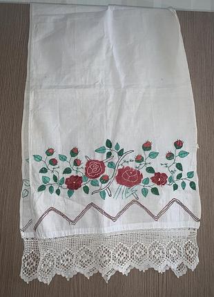 Винтажных полотенце полотенце старинный вышитый гладью древней украинское полотенце