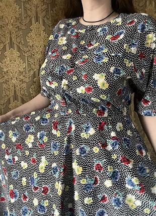 Винтажное нарядное платье в цветочный принт от английского бренда jaeger ретро винтаж 80-е vintage stories
