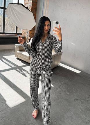 Пижама в принт «гусиной лапки»🖤