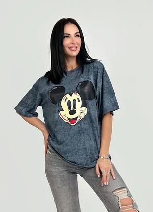 Женская футболка тай-дай тай дай с mickey mouse микки маус