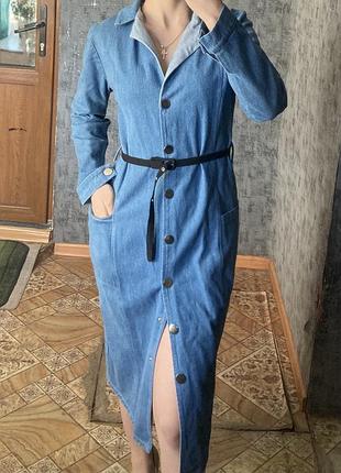 Платье джинсовое миди