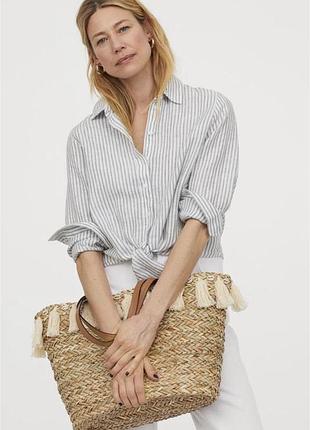 Лляна сорочка у смужку льняная рубашка в полоску