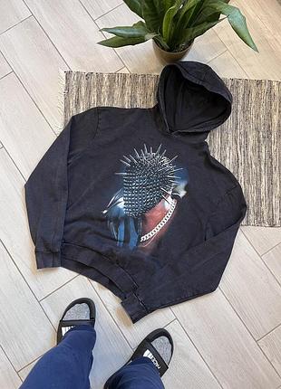 Оверсайз фейд худи kanye west в маске из тура винтажный реп мерч