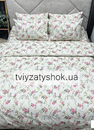 Набір, комплект постільної білизни "рожеві троянди", 100% бавовна