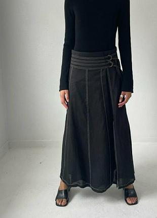 Шикарная юбка  макси на запах 100% лен размер указан 8 подойдет на 10-12