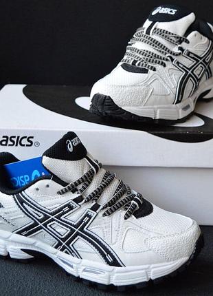 Asics gel kahana 8 кроссовки женские кожаные кожа весенние осенние демисезонные демисезон топ качество лицензия белые с черным ассикс тексти